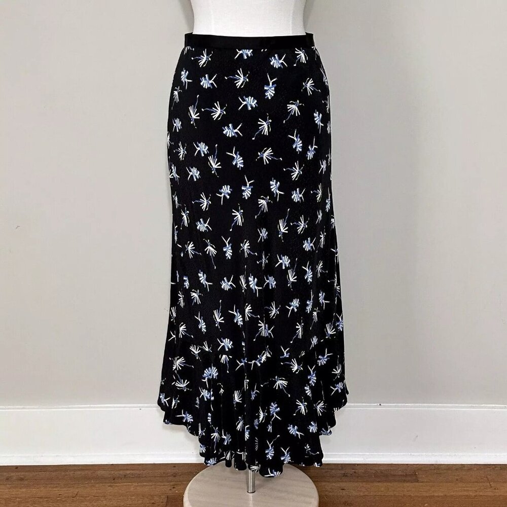 Diane Von Furstenberg Womens Skirt 8 Blue Abstract Dancers Pull On Midi Classic